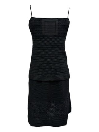 Chanel Black Knit Blouse & Skirt Set