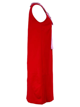 Gucci Red & Pink Bow Tie Neck Mini Dress