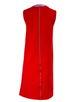 Gucci Red & Pink Bow Tie Neck Mini Dress