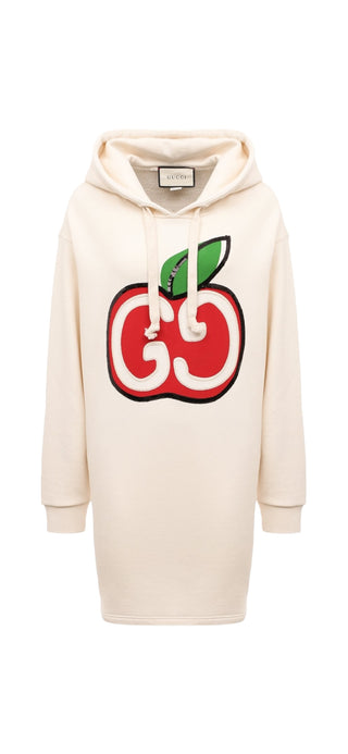 Gucci Hoodie with GG Apple Print In White