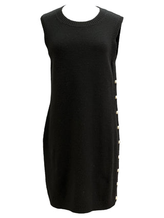 Chanel Black Knit Long Sleeveless With Pearl Side Detailing