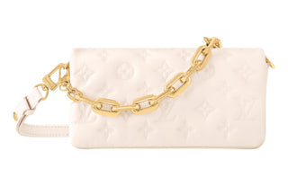 Louis Vuitton White Monogram Pochette Cousin Bag With Gold Chain