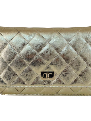 Chanel Metallic Gold Quilted Calfskin Reissue Wallet On Chain