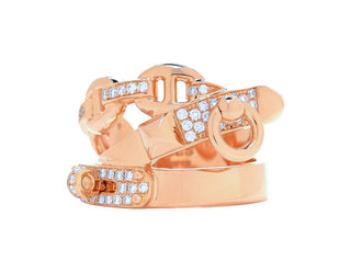 Hermes 18K Rose Gold Diamond GM Alchimie Ring