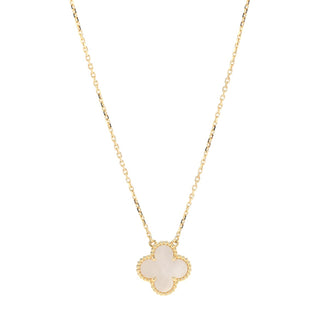 Van Cleef & Arpels 18K Yellow Gold Vintage Alhambra 1 Motif Mother of Pearl Pendant