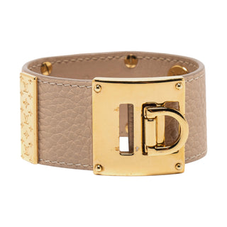 Louis Vuitton Beige Leather So LV Cuff Bracelet