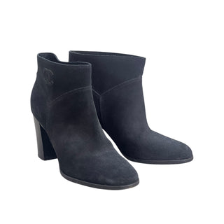 Chanel Black Suede Ankle Boots