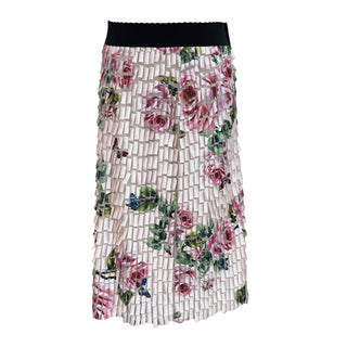 Dolce & Gabbana Roses Pattern Collage Effect Midi Skirt