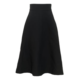 Christian Dior Black High Waist A-Line Midi Skirt