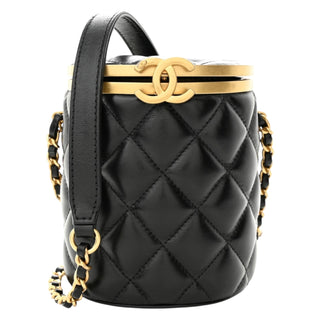Chanel Black Lambskin Quilted Mini Crown Box Bag