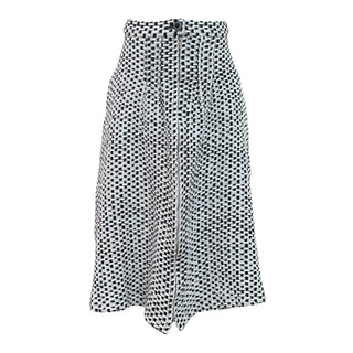 Chanel Black & White Textured Tweed High Waist Skirt with Front Zip Detail