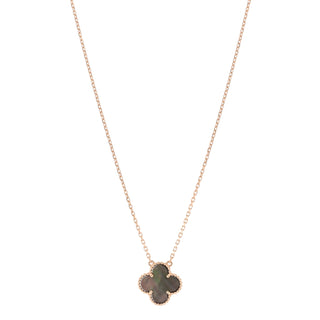 Vancleef & Arpels 18K Rose Gold Gray Mother Of Pearl Vintage Alhambra Necklace