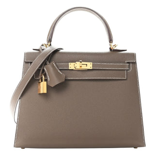 Hermès Kelly 25 Etoupe Epsom Leather With Gold Hardware