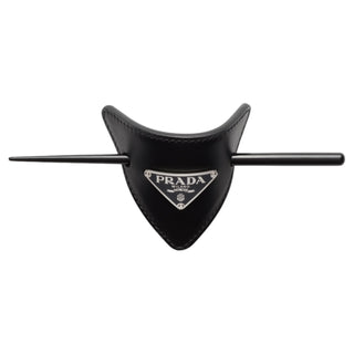 Prada Black Leather Chopstick Hair Clip