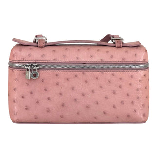Loro Piana L19 Pouch Baby Pink Ostrich Leather With Top Handle