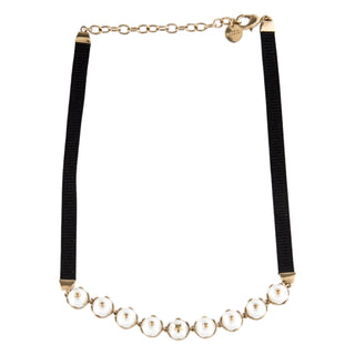 Christian Dior Black Ribbon & Pearl D Renaissance Choker