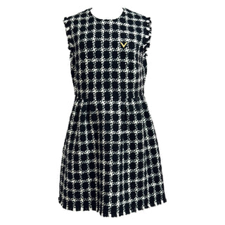 Valentino Black & White Tweed Sleeveless Mini Dress