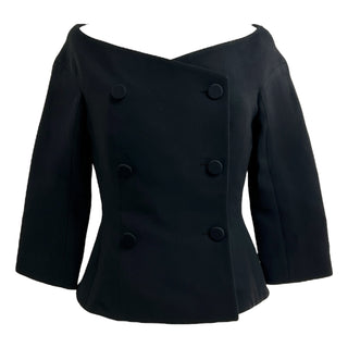 Christian Dior Black Wool Off-Shoulder Double-Breasted Top