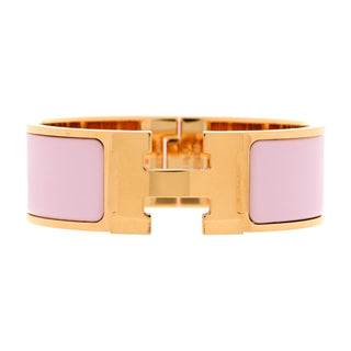 Hermès Rose Dragée GM Enamel Wide Clic Clac H Bracelet