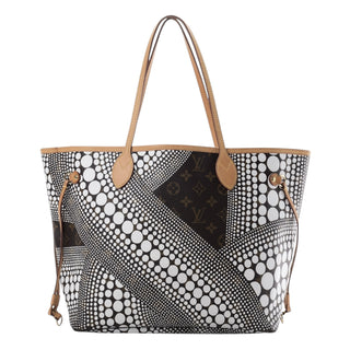 Louis Vuitton Limited Edition White Monogram Kusama Waves Neverfull MM Tote Bag