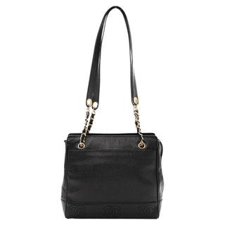 Chanel Black Caviar CC Square Shoulder Bag With Gold Hardware