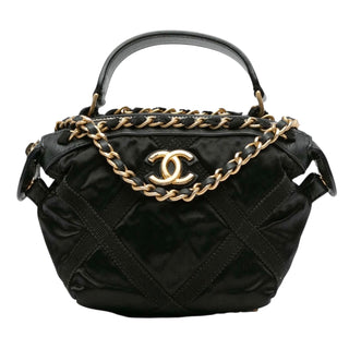 Chanel Black Nylon Grosgrain Lifestyle Clutch With Chain Satchel