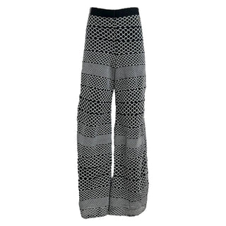 Chanel Black & White Geometric Knit Cotton Wide-Leg Pants