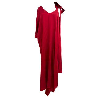 Valentino S.p.A. Red Silk One-Shoulder Draped Gown