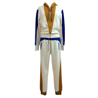 Louis Vuitton Cream, Camel & Blue Knit Tracksuit Set