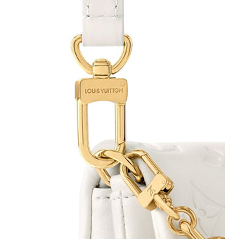 Louis Vuitton White Monogram Pochette Cousin Bag With Gold Chain