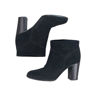 Chanel Black Suede Ankle Boots