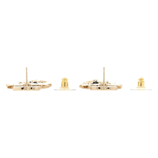 Chanel Gold Crystal Lambskin CC Star Drop Earrings
