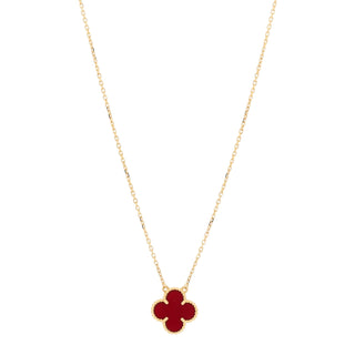 Van Cleef & Arpels 1 Motif Carnelian 18K Yellow Gold Vintage Alhambra Necklace