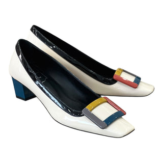 Roger Vivier Multicolor Patent Leather Buckle Low Heel Pumps