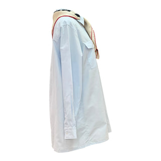Louis Vuitton Light Blue Button-Up Long Sleeve Shirt with Detachable Silk Scarf Collar Detail