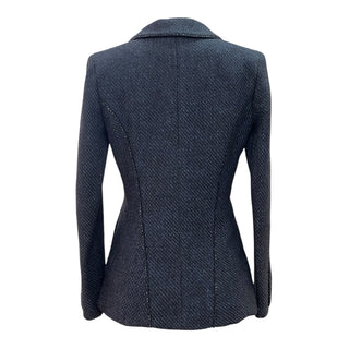 Chanel Navy Tweed Asymmetric Hem Tailored Blazer