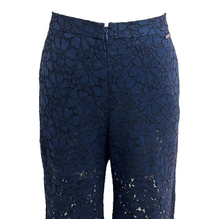 Chanel Navy Floral Embroidered Pants