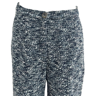 Chanel Navy Blue & White Tweed Wide-Leg Trousers