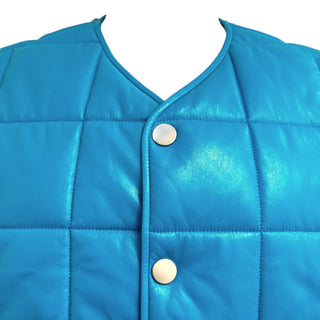 Bottega Veneta Blue Quilted Leather Gilet