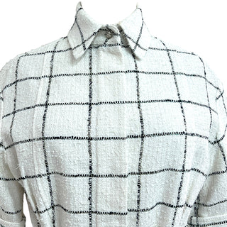 Chanel White & Black Checkered Tweed Belted Top