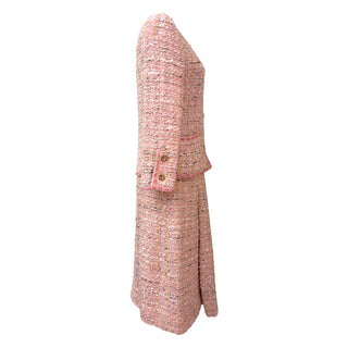 Chanel Pink Multicolor Tweed Jacket and Skirt Set