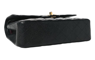 Chanel Black Caviar Skin Small Classic Double Flap Bag With Gold Hardware