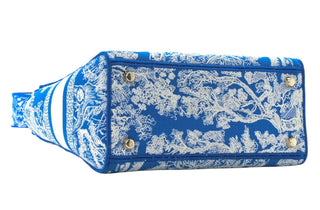 Christian Dior Blue Canvas Toile De Jouy Reverse Embroidered Medium Lady D-Lite Bag