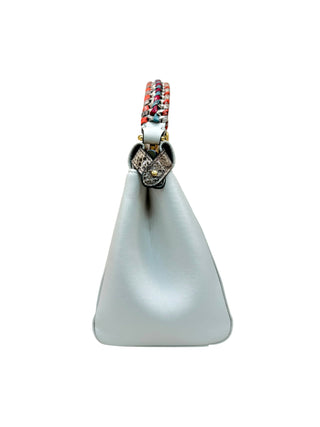 Fendi White Mini Peekaboo With Snakeskin Contrast Bag
