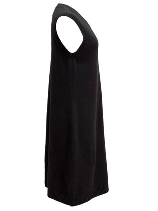 Chanel Black Knit Long Sleeveless With Pearl Side Detailing