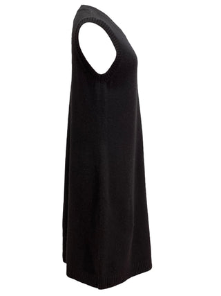 Chanel Black Knit Long Sleeveless With Pearl Side Detailing