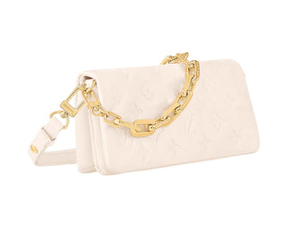 Louis Vuitton White Monogram Pochette Cousin Bag With Gold Chain