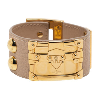 Louis Vuitton Beige Leather So LV Cuff Bracelet