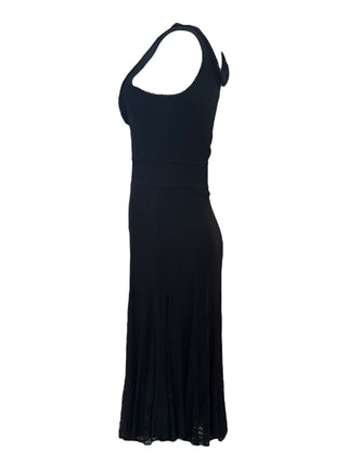 Chanel Black Sleeveless Ruffle Knit Midi Dress