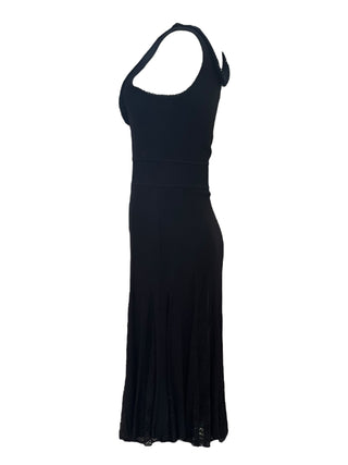 Chanel Black Sleeveless Ruffle Knit Midi Dress
